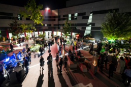 Vista dall’alto dei percorsi e degli ospiti nella sala Ariostea Gala Dinner 2019